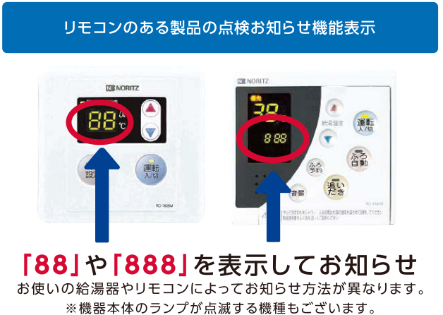 点検お知らせ機能 表示パターン